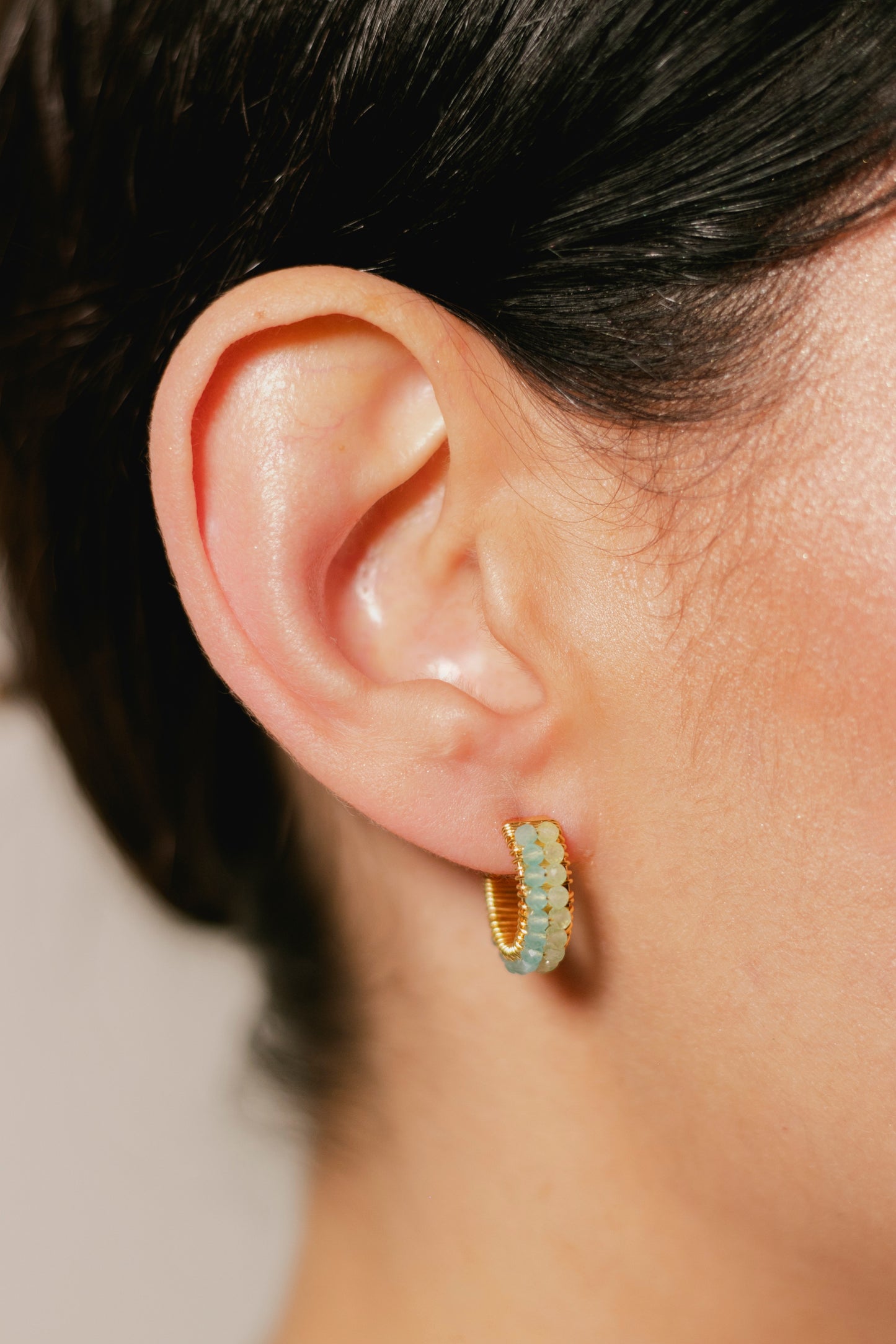 ARRACADA ABANICO DOBLE- AZUL/VERDE