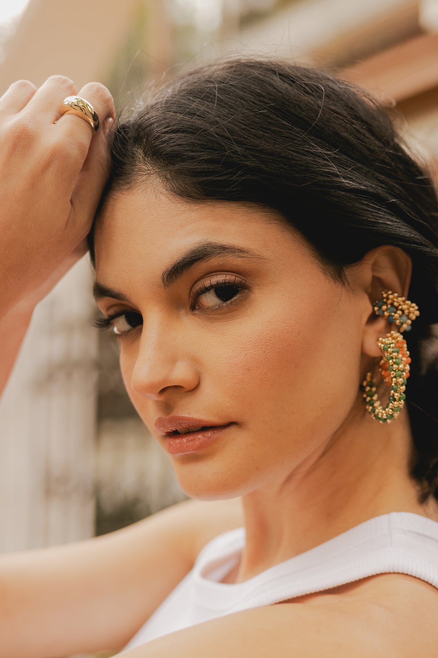 ARRACADA AMARANTO PIEDRAS GRANDES