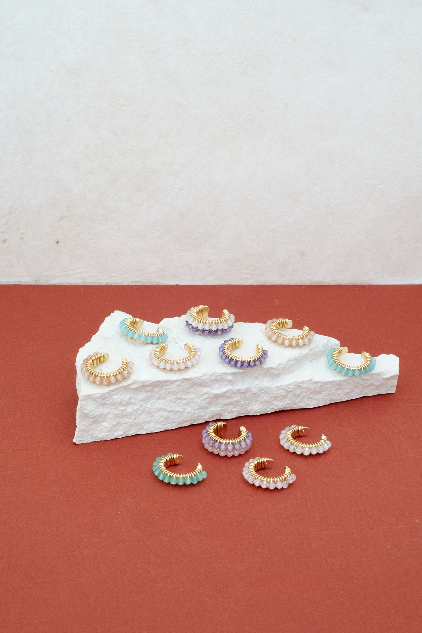 CUFF ABANICO DOBLE- LILA/VERDE