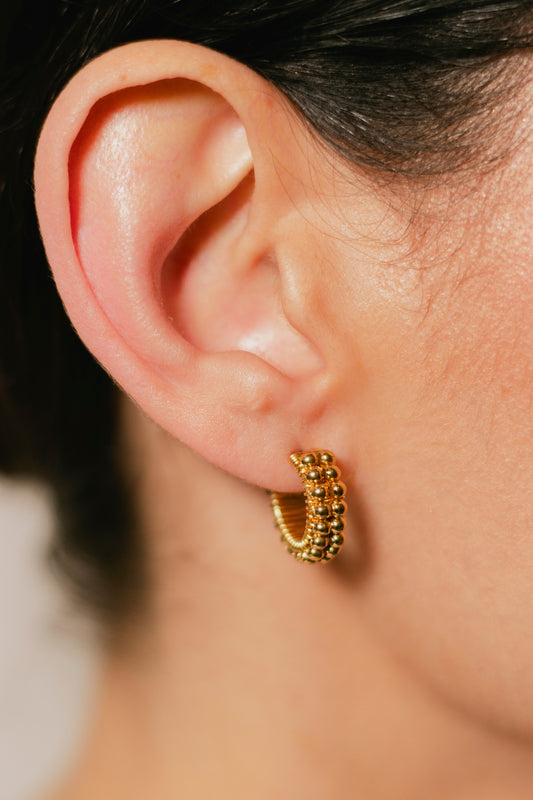 ARRACADA ABANICO DOBLE- DORADO