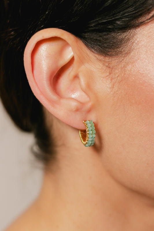 ARRACADA ABANICO DOBLE- AZUL/AQUA