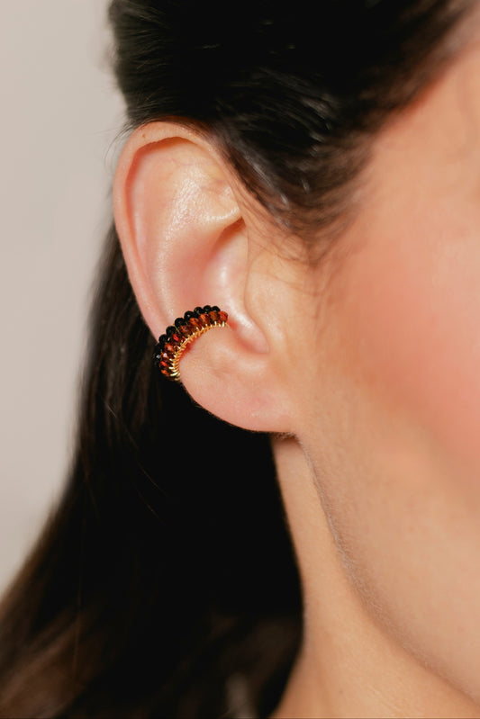 CUFF ABANICO DOBLE- VINO/NEGRO