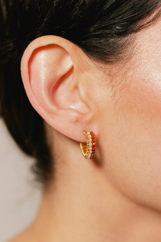 ARRACADA ABANICO DOBLE- PALO/VINO