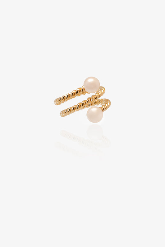 ANILLO ESPIRAL DOBLE PERLA