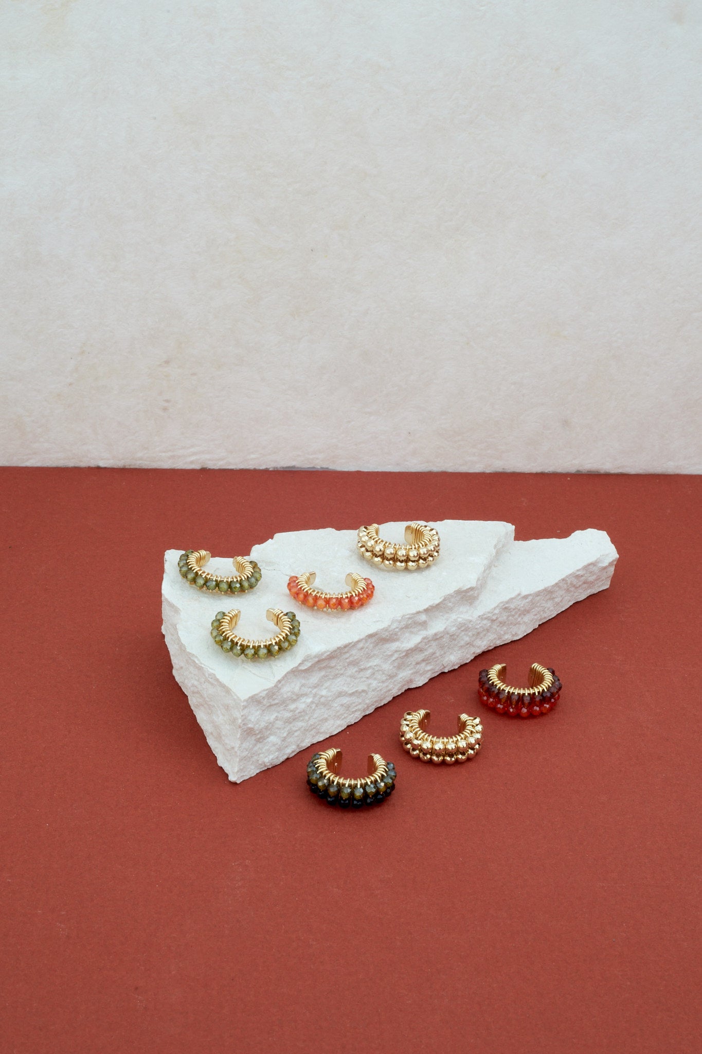 CUFF ABANICO DOBLE- LILA/BLANCO