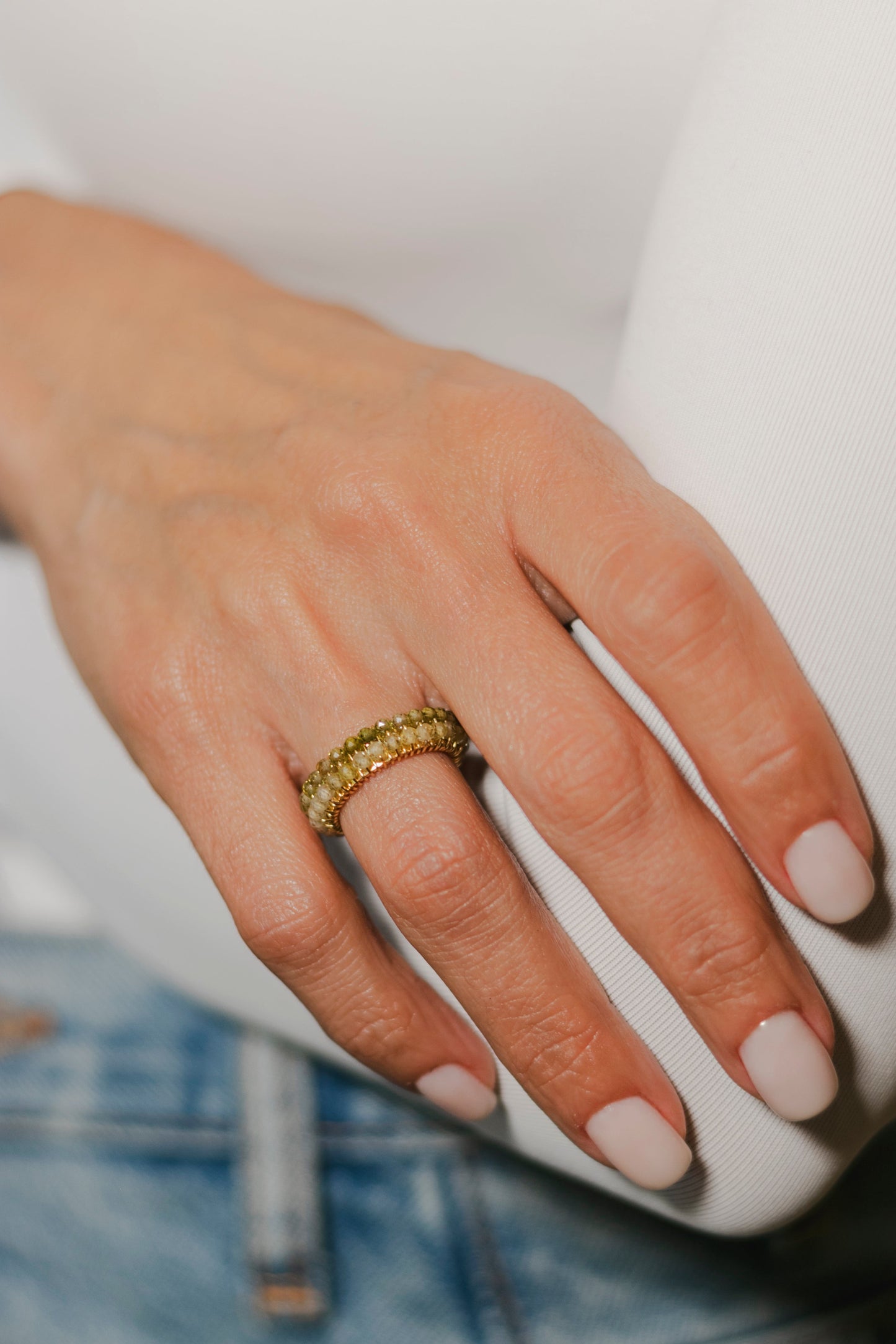 ANILLO ABANICO DOBLE- VERDE