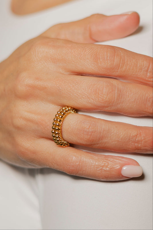 ANILLO ABANICO DOBLE- DORADO