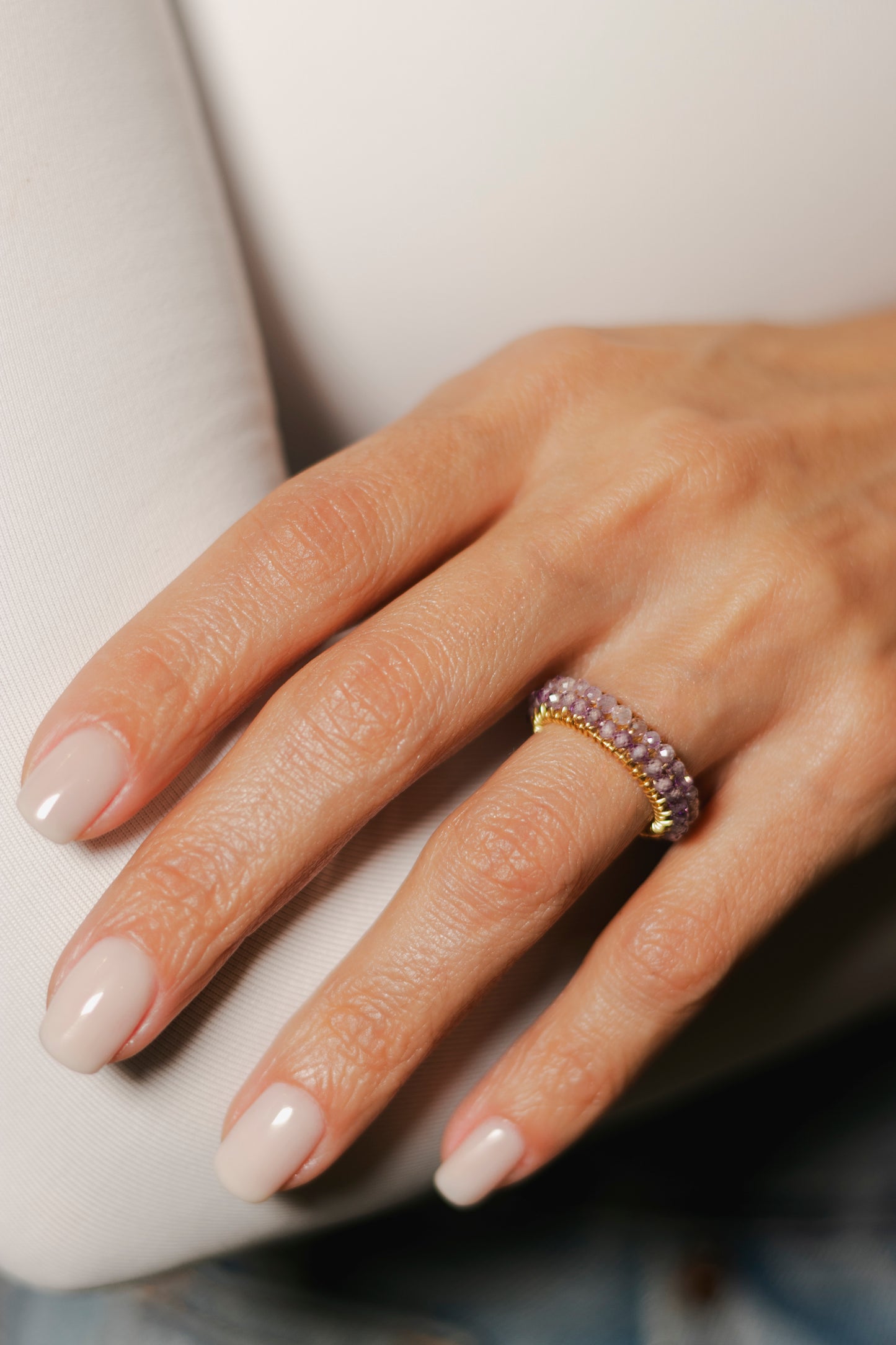 ANILLO ABANICO DOBLE- LILA