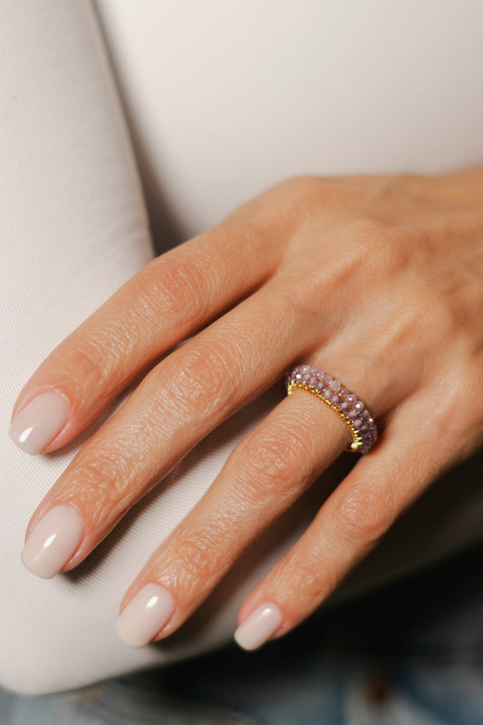 ANILLO ABANICO DOBLE- LILA