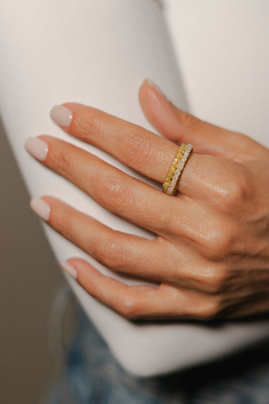 ANILLO ABANICO DOBLE- BLANCO/VERDE