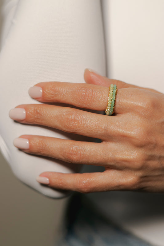 ANILLO ABANICO DOBLE- VERDE/AQUA