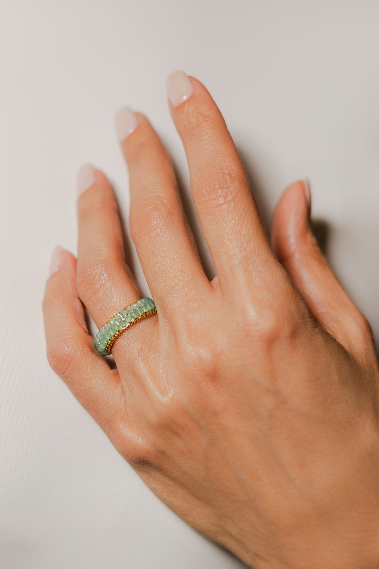 ANILLO ABANICO DOBLE- AQUA/AZUL