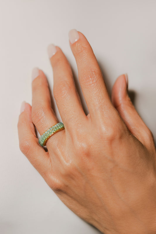 ANILLO ABANICO DOBLE- AQUA/AZUL