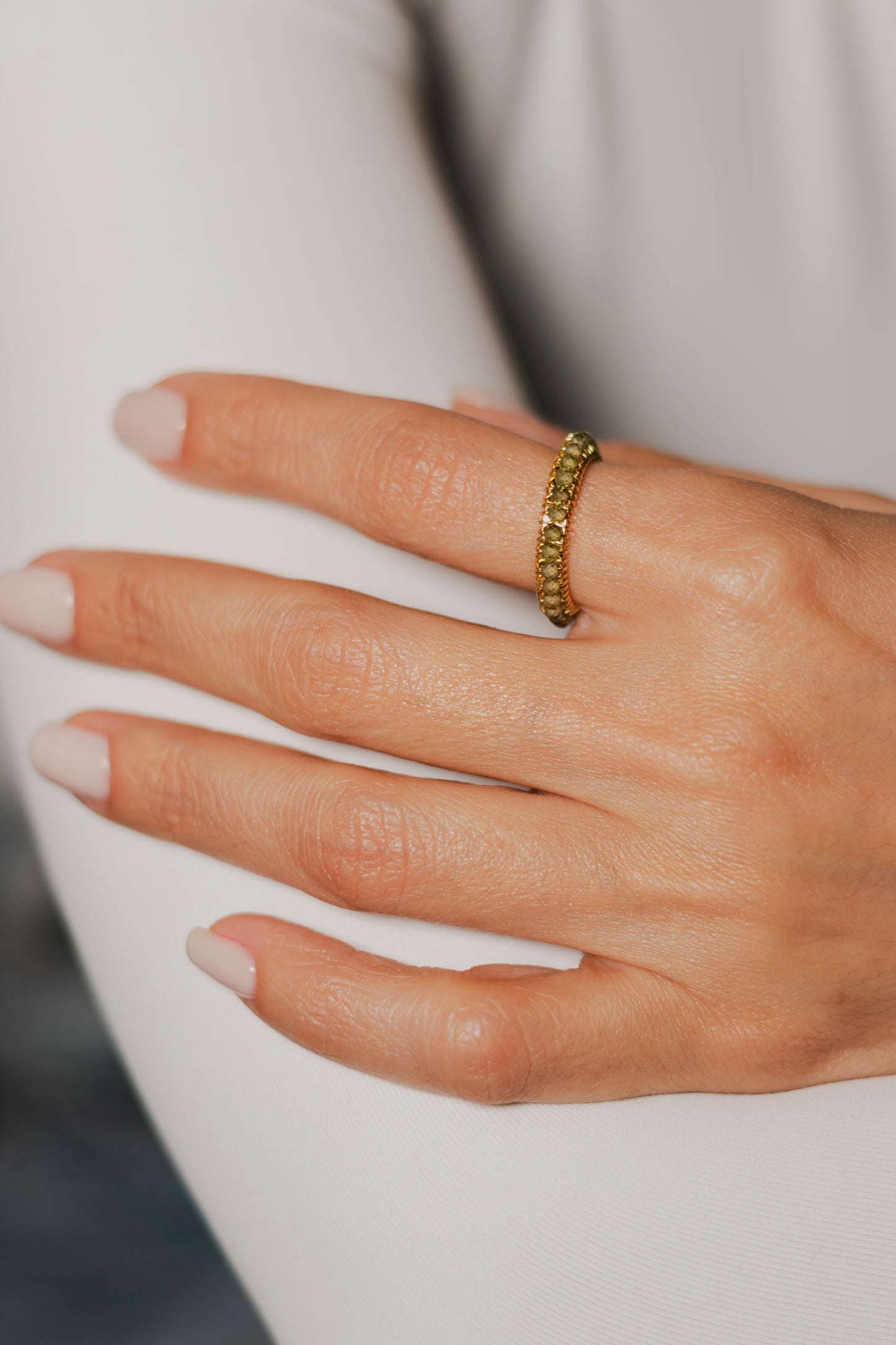 ANILLO ABANICO SENCILLO- VERDE OSCURO