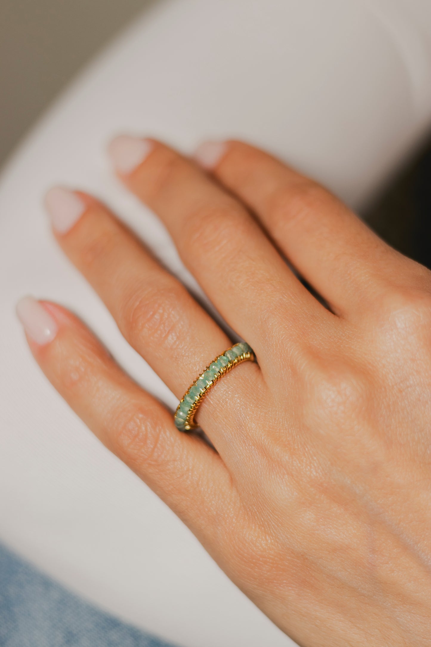 ANILLO ABANICO SENCILLO- AZUL