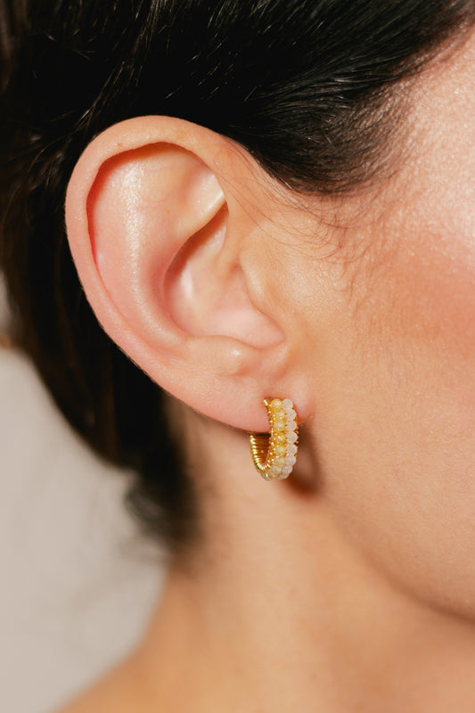 ARRACADA ABANICO DOBLE- VERDE/BLANCO