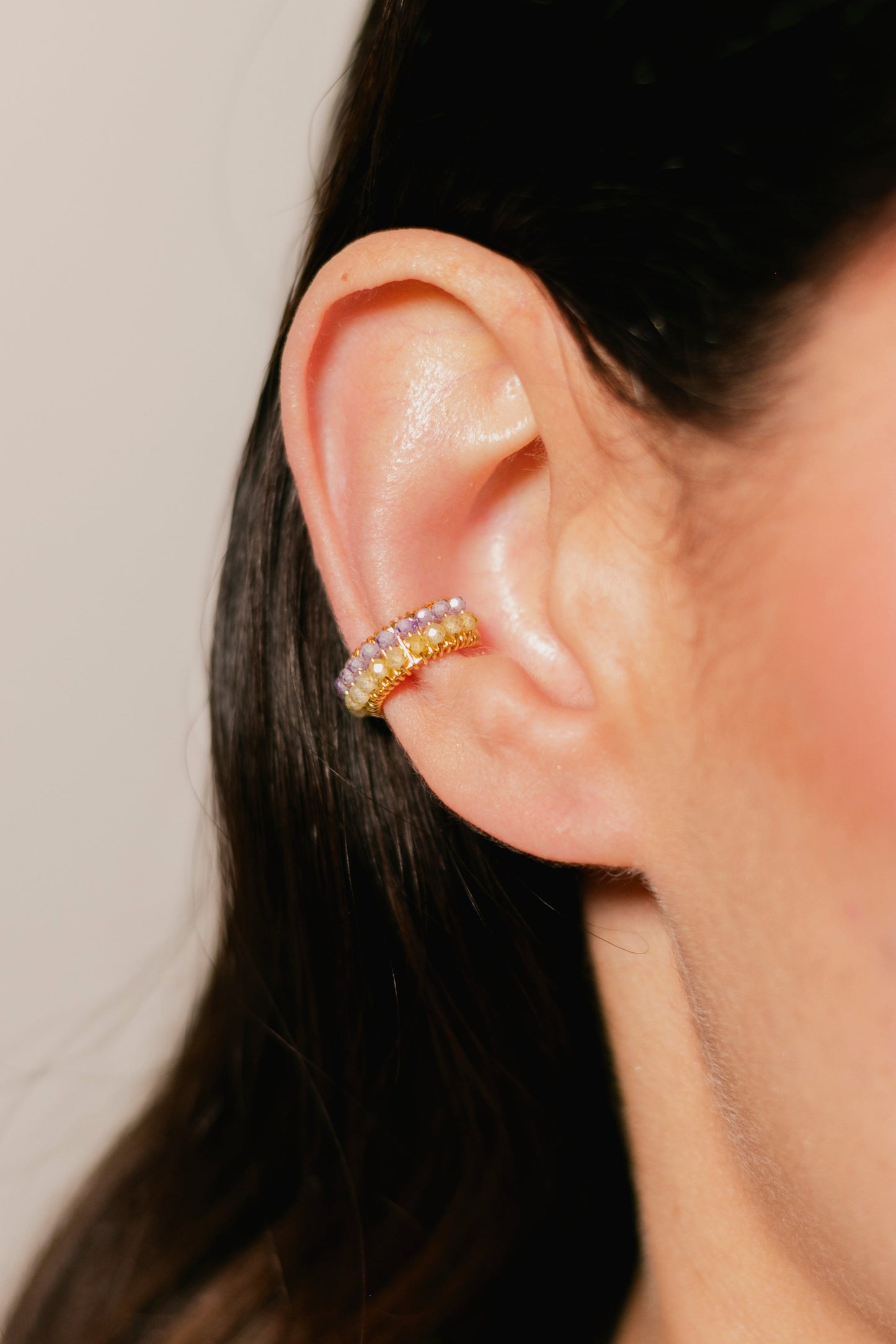 CUFF ABANICO DOBLE- LILA/VERDE