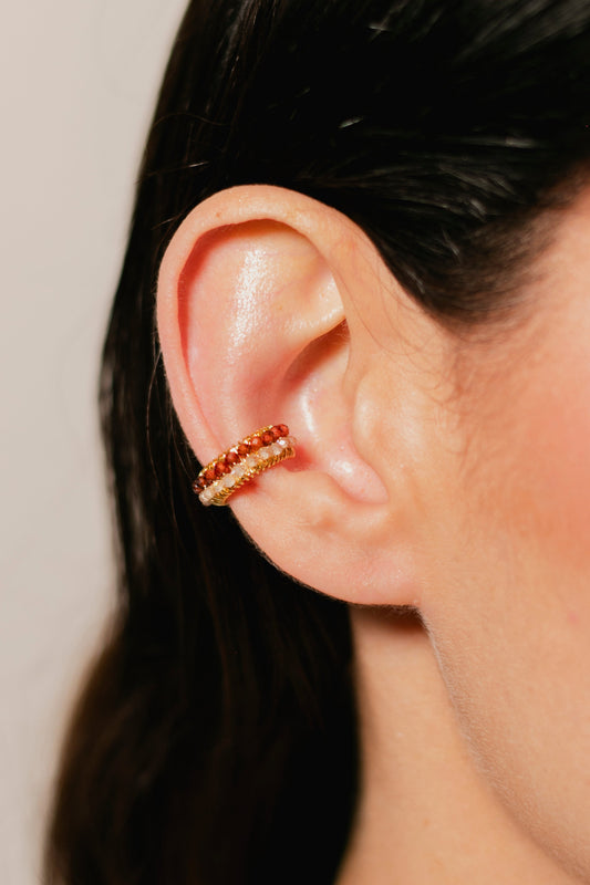 CUFF ABANICO DOBLE- PALO/VINO