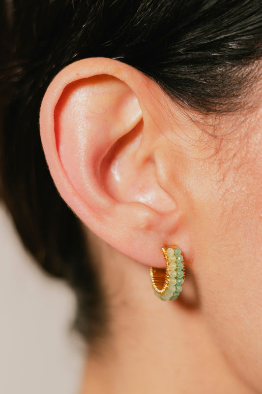 ARRACADA ABANICO DOBLE- VERDE/AQUA